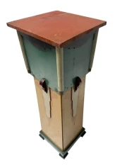 Art Deco Pedestal Table, Hand-Painted Pine, Dutch Design, 1920s